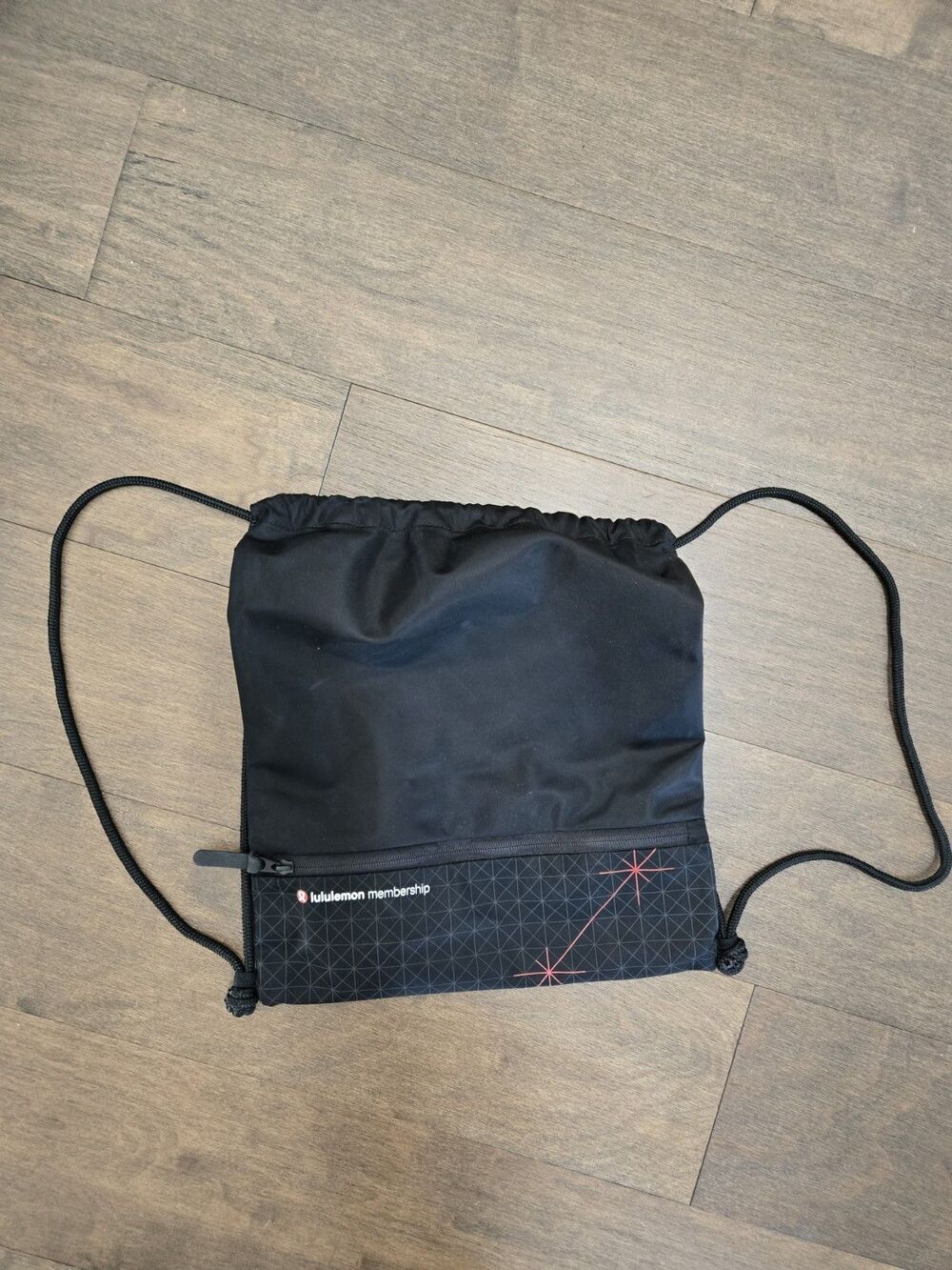 Lululemon Membership Drawstring Gym Bag Backpack Black OS Nylon Cinch Sack